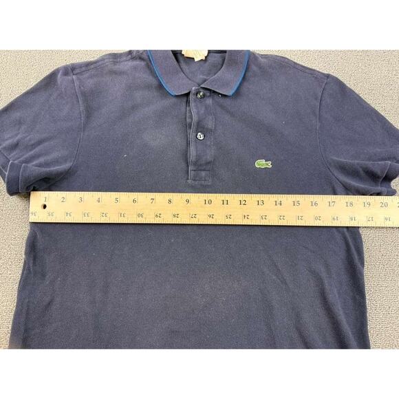 Vintage Lacoste Polo Shirt Men 4 Navy Regular Fit Short Sleeve Embroidery Peru - Picture 6 of 8